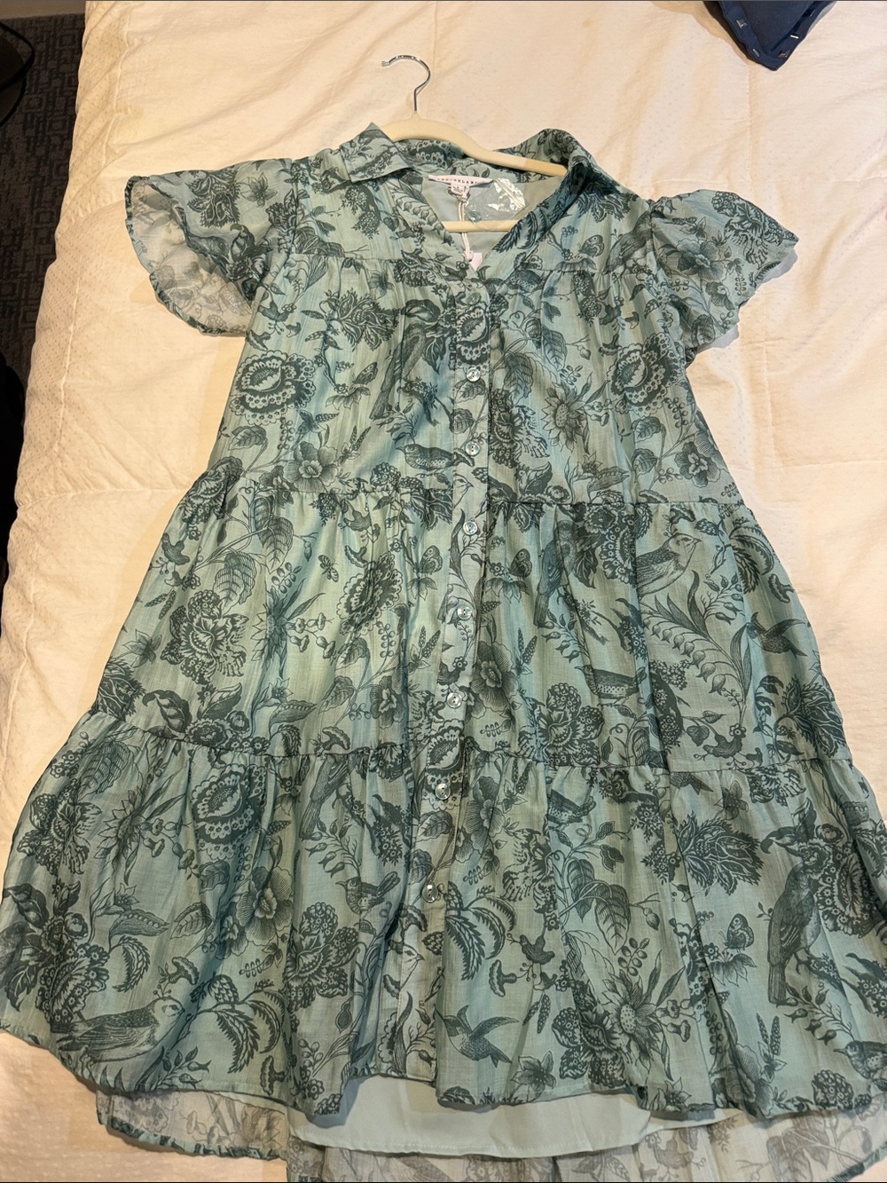 Jane Delancey Light Green Floral Tiered Dress